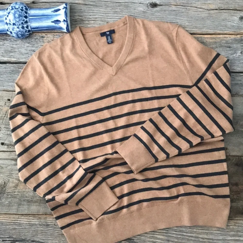 Gap Camel - Gray Stripe Sweater XL